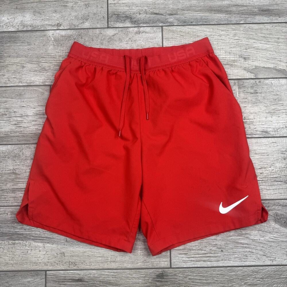 NIKE Flex Training Shorts USA CQ4262-657 RED Size M 8” Inseam Running